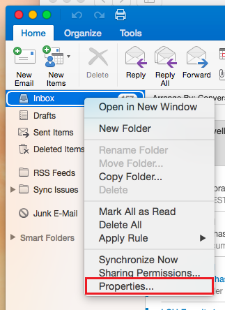 outlook 2016 on mac how to view inbox folders