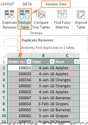 delete duplicates in excel 12 for mac